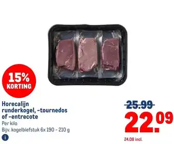Makro Horecalijn runderkogel, -tournedos of-entrecote aanbieding