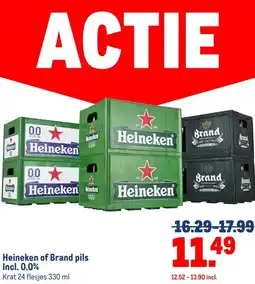 Makro Heineken of Brand pils Incl. 0.0% aanbieding