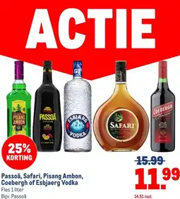 Makro Passoã, Safari, Pisang Ambon, Coebergh of Esbjaerg Vodka aanbieding
