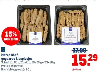 Makro Metro Chef gegaarde kipspiesjes aanbieding