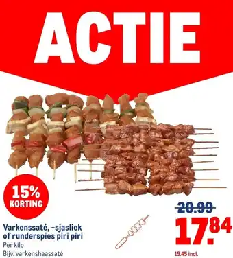 Makro Varkenssaté, -sjasliek of runderspies piri piri aanbieding