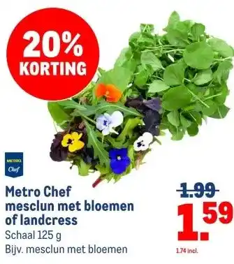 Makro Metro Chef mesclun met bloemen of landcress aanbieding