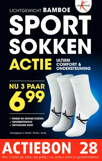 Lucovitaal LICHTGEWICHT BAMBOE SPORT SOKKEN aanbieding