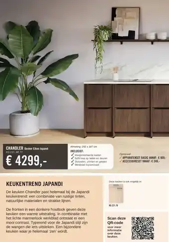 Keukendepot CHANDLER Donker Eiken Japandi aanbieding