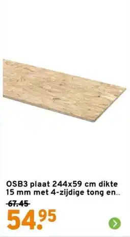 GAMMA OSB3 plaat dikte met 4-zijdige tong en aanbieding
