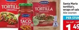 Hoogvliet Santa Maria tortilla's, wraps of salsa aanbieding