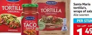 Hoogvliet Santa Maria tortilla's, wraps of salsa aanbieding