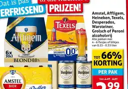 Hoogvliet Amstel, Affligem, Heineken, Texels, Desperados, Warsteiner, Grolsch of Peroni alcoholvrij aanbieding