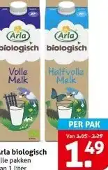 Hoogvliet Arla biologisch Alle pakken van 1 liter aanbieding