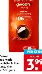 Hoogvliet G'woon roodmerk snelfilterkoffie aanbieding