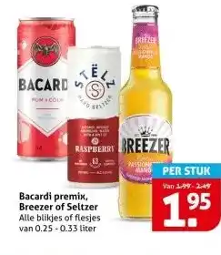 Hoogvliet Bacardi premix, Breezer of Seltzer aanbieding
