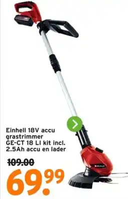 GAMMA Einhell 18V accu grastrimmer ĠE CT aanbieding