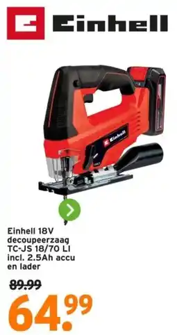GAMMA Einhell 18V decoupeerzaag TC JS 18 aanbieding