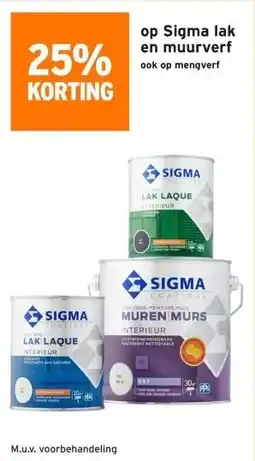 GAMMA 25% KORTING op Sigma lak en muurverf ook op mengverf aanbieding