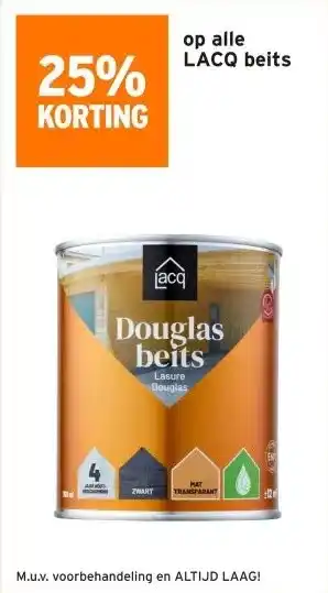 GAMMA 25% KORTING op alle LACQ beits aanbieding
