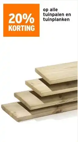 GAMMA 20% korting op alle tuinpalen en planken aanbieding