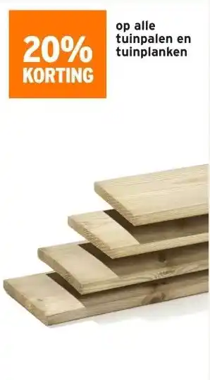 GAMMA 20% korting op alle tuinpalen en planken aanbieding