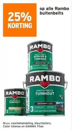 GAMMA 25% KORTING op alle Rambo buitenbeits aanbieding