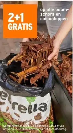 GAMMA 2+1 GRATIS op alle boomschors en cacaodoppen aanbieding