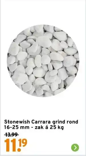 GAMMA Stonewish Carrara grind rond 16-25 mm - zak á 25 kg aanbieding