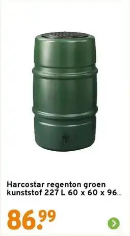 GAMMA Harcostar regenton groen kunststof 227 L 60 x 60 x 96 cm aanbieding