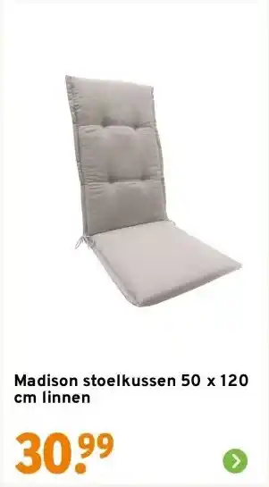 GAMMA Madison stoelkussen 50 x 120 cm linnen aanbieding