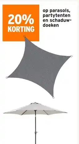 GAMMA 20% KORTING op parasols, partytenten en schaduw- doeken aanbieding