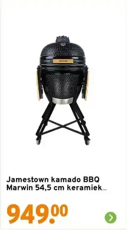 GAMMA Jamestown kamado BBQ Marwin 54,5 cm keramiek zwart Ø 46,5 cm aanbieding