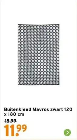 GAMMA Buitenkleed Mavros zwart 120 x 180 cm aanbieding