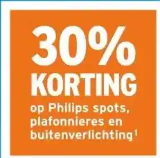 GAMMA 30% KORTING op Philips spots, plafonnieres en buitenverlichting1 aanbieding