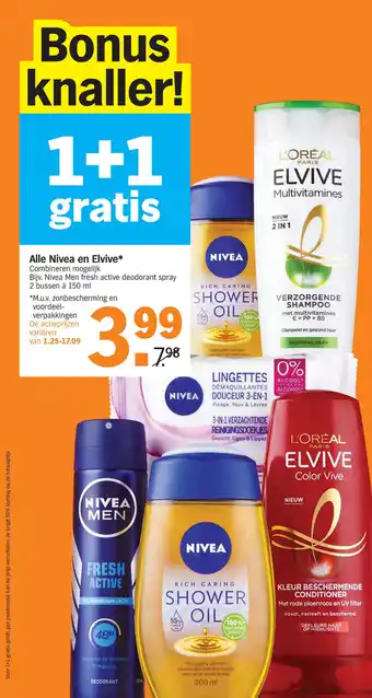 Albert Heijn Alle Nivea en Elvive 150ml aanbieding