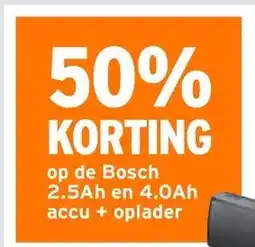 GAMMA 50% KORTING op de Bosch 2.5Ah en 4.0Ah accu + oplader aanbieding