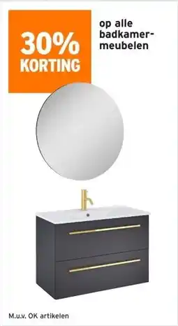GAMMA 30% korting op alle badkamermeubelen aanbieding