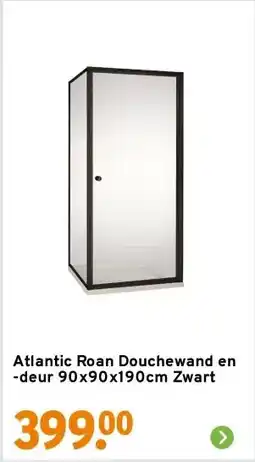 GAMMA Atlantic Roan Douchewand en -deur 90x90x190cm Zwart aanbieding