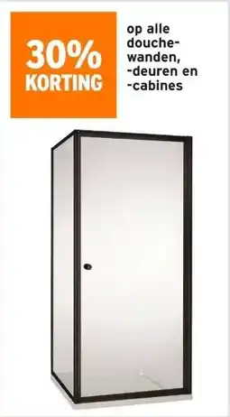 GAMMA 30% KORTING op alle douche- wanden, -deuren en -cabines aanbieding