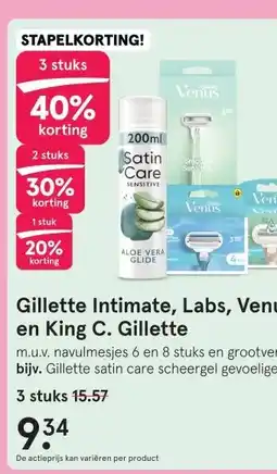 Etos Gillette Intimate, Labs, Venus en King C. Gillette aanbieding
