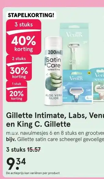Etos Gillette Intimate, Labs, Venus en King C. Gillette aanbieding