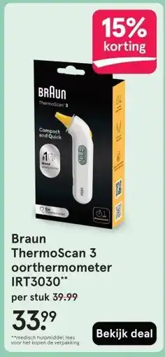 Etos Braun ThermoScan 3 IRT3030 aanbieding
