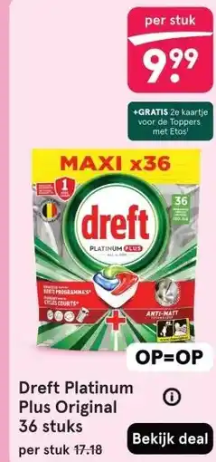 Etos Dreft Platinum Plus Original 36 stuks aanbieding