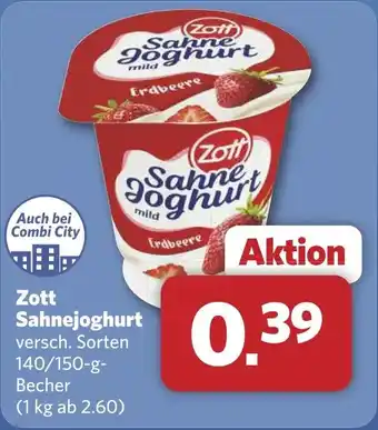 Combi Zott Sahnejoghurt aanbieding