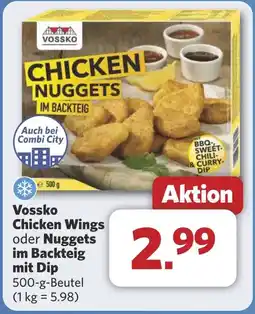 Combi Vossko Chicken Wings oder Nuggets im Backteig mit Dip aanbieding