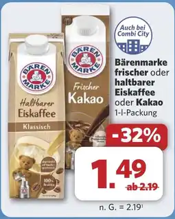 Combi Bärenmarke frischer oder haltbarer Eiskaffee oder Kakao aanbieding