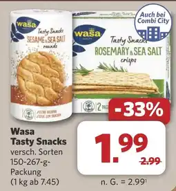 Combi Wasa Tasty Snacks aanbieding