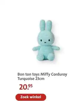 Bruna Bon ton toys Miffy Corduroy Turquoise 23cm aanbieding