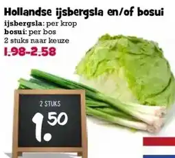 Boon`s Markt Hollandse ijsbergsla en/of bosui aanbieding