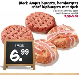 Boon`s Markt Black Angus burgers, hamburgers en/of kipburgers met spek aanbieding