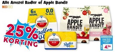 Boon`s Markt Alle Amstel Radler of Apple Bandit aanbieding