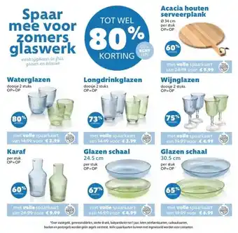 Boon`s Markt Spaar mee voor zomers glaswerk verkrijgbaar in fris groen en blauwe aanbieding