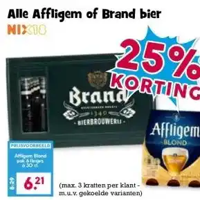 Boon`s Markt Alle Affligem of Brand bier NIX18 aanbieding