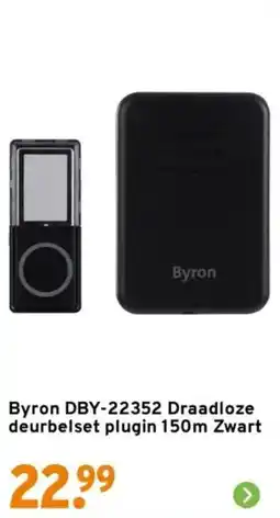 GAMMA Byron DBY 22352 Draadloze deurbelset plugin Zwart aanbieding